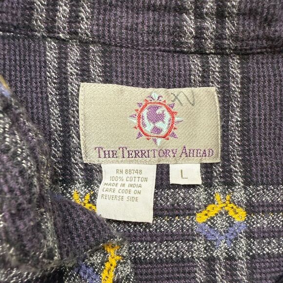 Territory Ahead L Men's Fantastic Weathered Vintage Art Woven Shirt Jacket Blue - Picture 6 of 6